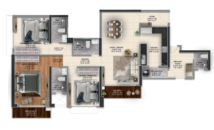 4 BHK Floor Plan