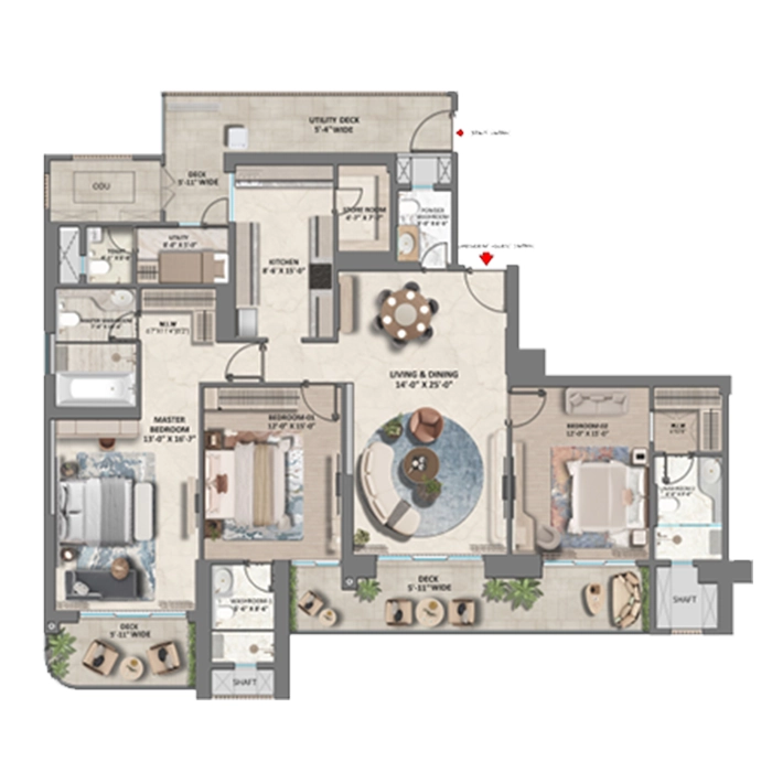 Whiteland The Aspen 3 BHK Floor Plan